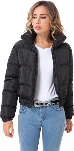 Vista 5 de Chaqueta acolchada para mujer, casual, manga larga, chaqueta bomber con cremallera completa, abrigo de invierno acolchado