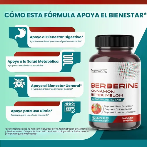 Vista 4 de Berberina 13 en 1 para el bienestar intestinal, hígado e inmunológico, 180 cápsulas