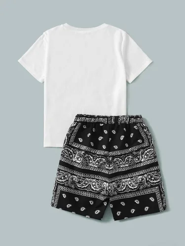 Vista 2 de SOLY HUX Boys Boho Paisley Print Short Sleeve T Shirt and Shorts Set 2 Piece Outfits