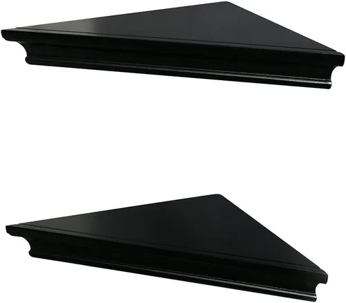 Vista 5 de AHDECOR Estantes esquineros flotantes negros, elegante estante esquinero montado en la pared para exhibición decorativa y almacenamiento