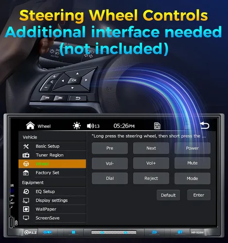 Vista 7 de PLZ estéreo de coche inalámbrico de doble DIN de 7" con pantalla QLED para automóvil, Apple Carplay, Radio, Android Auto, Bluetooth 5.3, Cargador