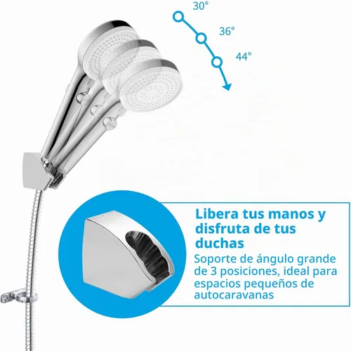 Vista 5 de Cabezal de ducha para autocaravana con manguera, cabezal de ducha de alta presión con interruptor de encendido y apagado de mano, remolque de viaje