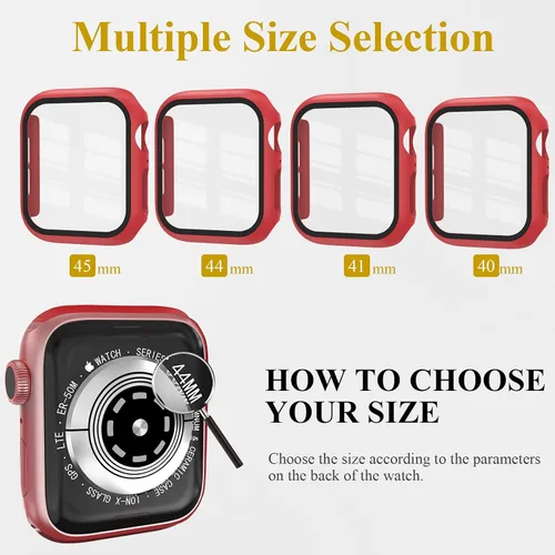 Vista 6 de Juego de 3 fundas compatibles con Apple Watch SE 3 Series 6/5/4 de 44 mm con protector de pantalla de vidrio templado, EWUONU cubierta protectora