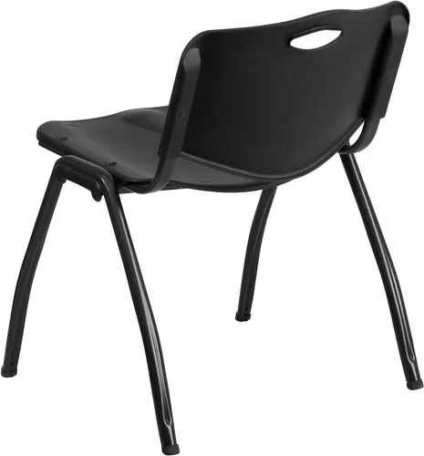 Vista 6 de Flash Furniture HERCULES Series Silla apilable de plástico negro con capacidad de 880 libras
