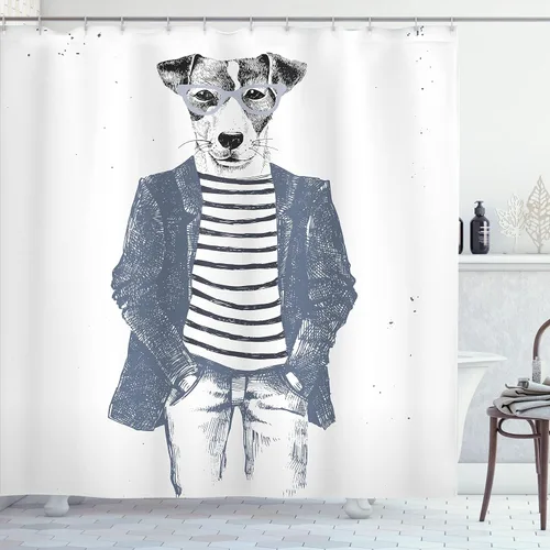 Vista 35 de Ambesonne Decor Collection, juego de cortina con ganchos para regadera Negro Verde