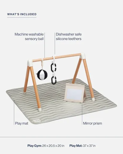 Vista 4 de Lalo Gimnasio y tapete de juegos para bebés y niños pequeños – Alfombra de juego ecológica Sage – Gimnasio y accesorios para bebés es fácil