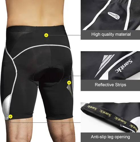 Vista 4 de Santic Pantalones cortos de ciclismo acolchados para hombre, pantalones de ciclismo para ciclismo, ropa de ciclismo
