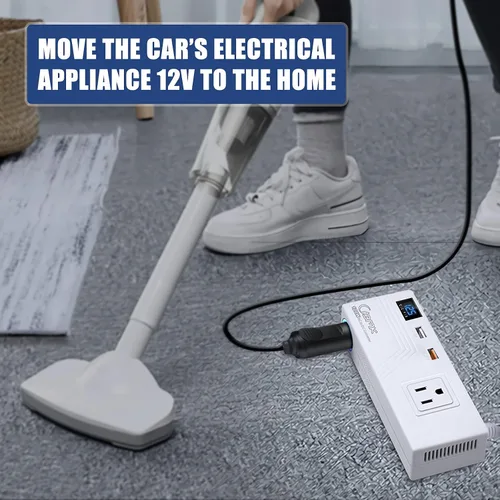 Vista 5 de BMK Convertidor de CA a CC 10A 120W Enchufe de encendedor de cigarrillos de automóvil AC 110V a DC 12V Adaptador de corriente con 2 puertos USB