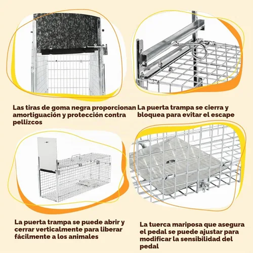 Vista 3 de Jaula plegable de 32 pulgadas para animales vivos Jaula de trampa de animales para gatos callejeros, mapaches, armadillos y conejos