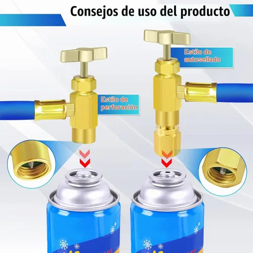 Vista 3 de R134A - Kit de manguera de recarga de freón para refrigerador-R134a Juego de manguera de medición de carga de refrigerante de CA con válvula