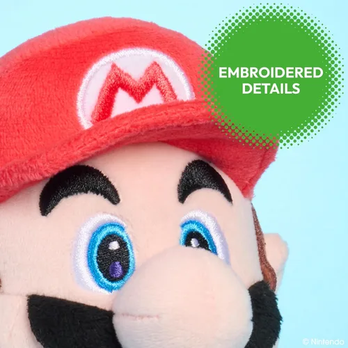 Vista 4 de Super Mario™ Peluche pequeño Mario, peluche coleccionable de 9 pulgadas