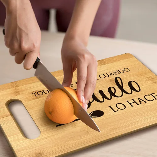 Vista 5 de FONDCANYON Abuelo Gifts - Tabla de cortar de bambú, regalo para abuelo español, decoración de cocina