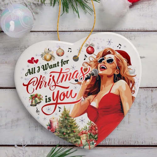 Vista 3 de All I Want for Christmas is You - Elegante adorno artístico musical de Navidad, decoración clásica para árbol