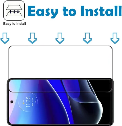 Vista 7 de Protector de pantalla de cobertura completa para Moto G Stylus 5G 2022, [2 piezas], protector de pantalla de vidrio templado de seda negra dureza 9H