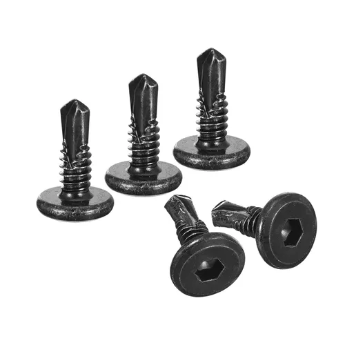 Vista 17 de uxcell Tornillos Autorroscantes de Encaje Hexagonal, 1/4 x 1 Acero Inoxidable 410 Tornillo de Perforación de Cabeza Plana para Chapa Metálica 100