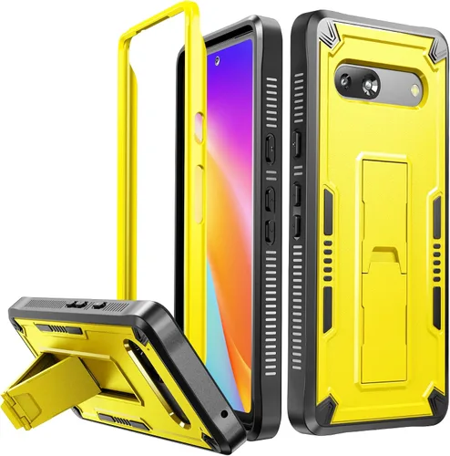 Vista 17 de URBANITE Funda protectora resistente a prueba de golpes para Google Pixel 7, de grado militar, con protector de pantalla y soporte (rosa)