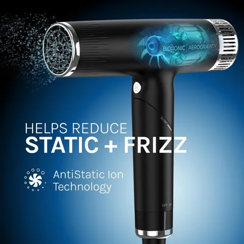 Vista 13 de Bio Ionic AeroGravity - Secador de pelo Featherlight, mango plegable, reduce el encrespamiento y la estática, compacto, ultra ligero, doble voltaje