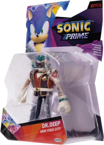 Vista 9 de Sonic Prime Dr. Deep - Figura de acción de 5 pulgadas de Yoke City, 13 puntos de articulaciones. A partir de 3 años