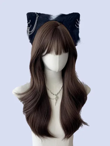 Vista 32 de VIGVAN Accesorios de orejas de gato para cosplay, punk, gótico, cruz, orejas de gato, pinzas para la cabeza