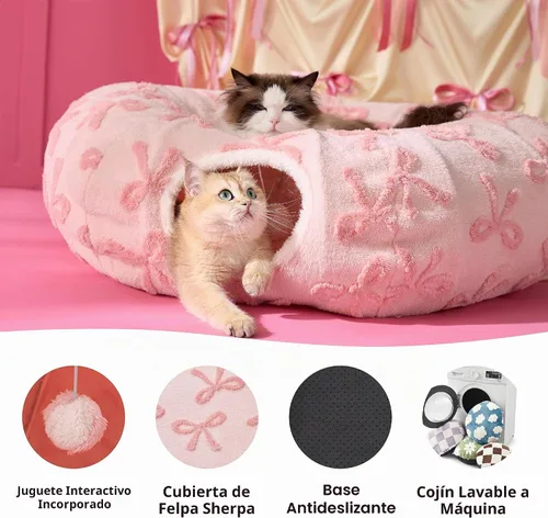 Vista 3 de Lesure Donut - Linda cama de túnel para gatos jacquard, grande, juguetes Arco Rosa Taffy