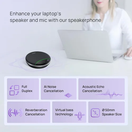Vista 3 de Yealink SP92 Altavoz Bluetooth USB Conferencia Altavoz y Micrófono Full-Duplex,Noise Reduction,20h Teams Call,278g,Wireless Portable Design,4-6