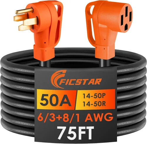 Vista 11 de Cable de extensión RV de 30 pies y 50 amperios para exteriores