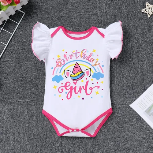 Vista 4 de IDOPIP Conjunto de 5 piezas de ropa para bebé con diseño de arco iris para 1er 2 3 cumpleaños para niña