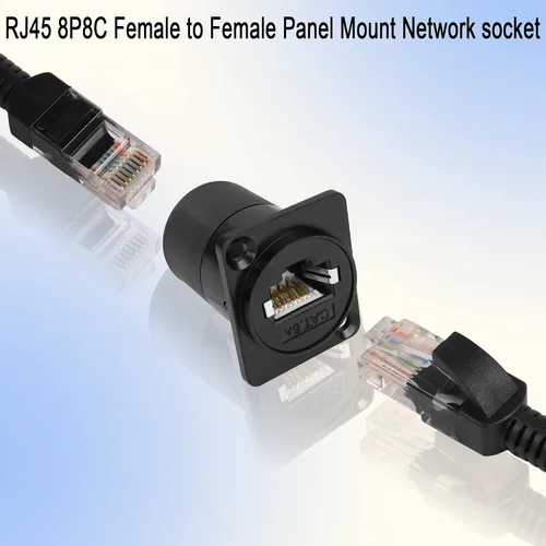 Vista 3 de QIANRENON Adaptador de montaje en panel RJ45 blindado RJ45 8P8C hembra a hembra conector de red CAT6A/CAT6/CAT5E/CAT5 RJ45 módulo de enchufe