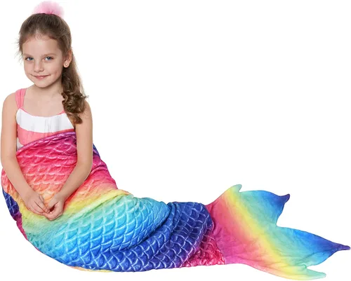 Vista 25 de Catalonia Manta de cola de sirena para niñas, saco de dormir de sirena que brilla en la oscuridad para niños de 3 a 14 años, regalo de sirena