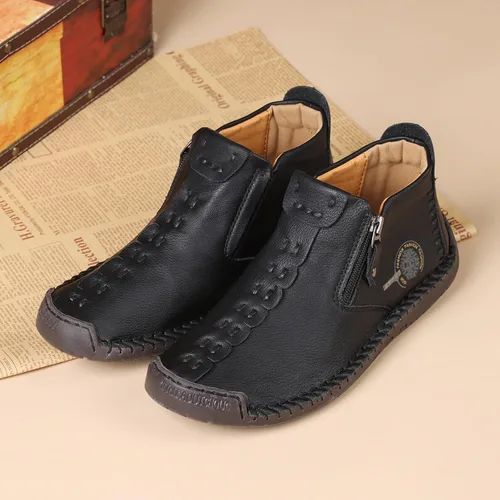Vista 2 de Govicta - Mocasines de hombre de cuero, uso casual, zapatos de hombre, botas chukka hasta el tobillo, cómodo calzado sin cordones, para el trabajo