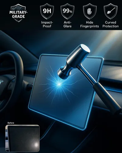 Vista 3 de Protector de pantalla para Tesla Model Y Modelo 3 Protector de pantalla de vidrio de 15.4 "Protector de pantalla de vidrio para asiento trasero 8