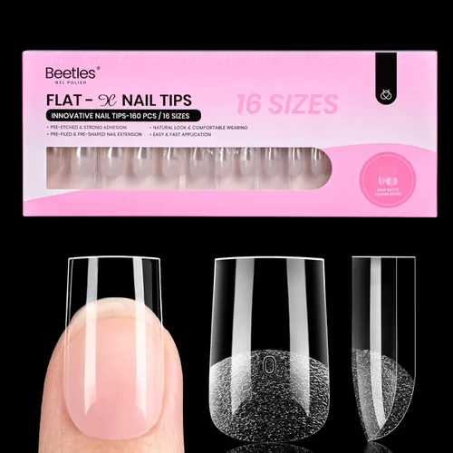 Vista 11 de Beetles - Kit de uñas de gel FlatX, almendra corta, 320 puntas de uñas de 16 tamaños, con pegamento sólido de uñas de 0.5 onzas, removedor