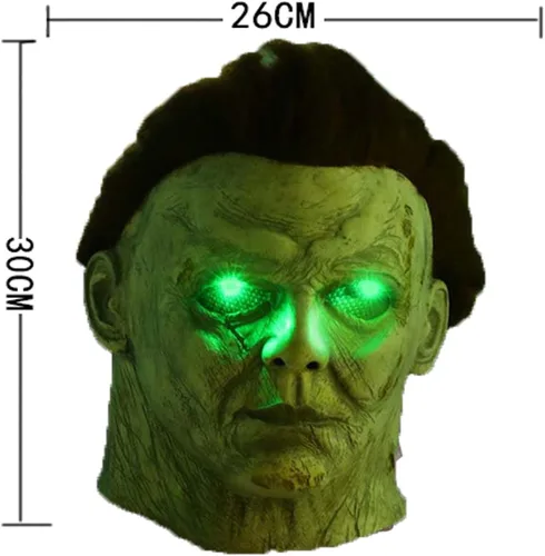 Vista 3 de Led Light Up Mask Michael Myers Cosplay Costumes Halloween Scary Latex Mask Horror Killer Role Play Dress Up Party Props