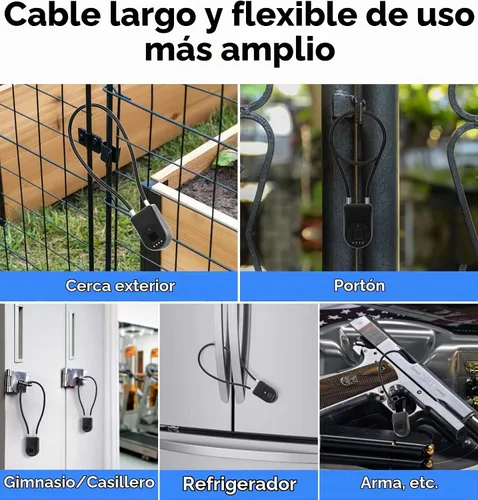 Vista 9 de Anweller Candado de cable de huellas dactilares, grillete pequeño de 14 pulgadas de largo, entrada sin llave, biométrico, Bluetooth, bloqueo