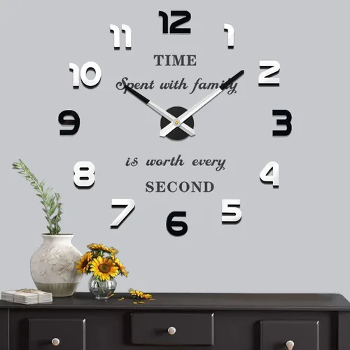 Vista 12 de VANGOLD Relojes de pared grandes para decoración de sala de estar, relojes de pared decorativos que funcionan con pilas (decoración de pared negra)