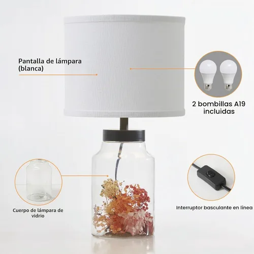 Vista 5 de GyroVu Lámpara de Mesa Rellenable para Decoraciones Navideñas, Lámpara de Mesa con Vidrio Transparente Rellenable DIY, Lámpara de Vidrio Moderna