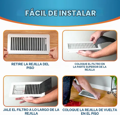 Vista 3 de Filtros de Ventilación de Carbón Activado para el Hogar - Filtros de Ventilación de Suelo de Carbón Activado de 4" x 10" para Control de Polvo