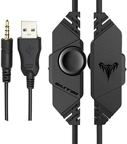 Vista 6 de CAMKONG - Auriculares de diadema para juegos con micrófono para PS4 Xbox One PC cómodos estéreos iluminación LED reducción de ruido y control
