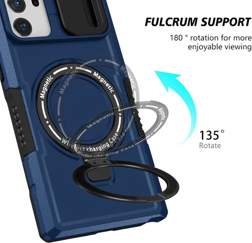 Vista 2 de Funda magnética para Samsung Galaxy Note 20 Ultra, soporte para teléfono, funda protectora mate a prueba de golpes, funda protectora para teléfono