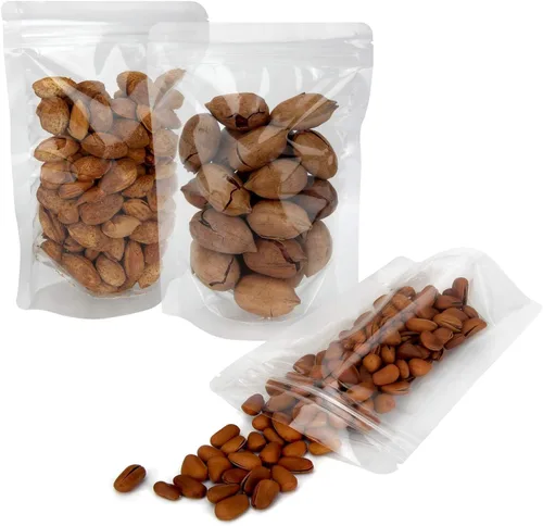 Vista 10 de Blisstime Paquete de 50 bolsas de pie, bolsas autoadhesivas transparentes resellables con muesca de desgarro para embalaje de alimentos