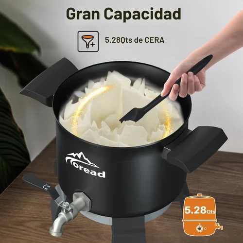 Vista 4 de TOREAD Derretidor eléctrico de velas de cera para hacer velas, olla de fusión de cera de 5.28 cuartos con mango resistente al calor y boquilla