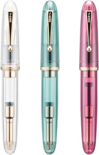 Vista 10 de Jinhao 9019 - Juego de 3 bolígrafos estilográficos de colores surtidos, tamaño 8, punta media, diseño clásico, bolígrafo de escritura suave