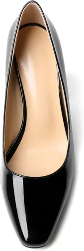 Vista 3 de Zamikoo Zapatos de tacón grueso para mujer, tacón alto, sin cordones, con punta cuadrada cerrada, para el trabajo, casual, uso diario, fiesta