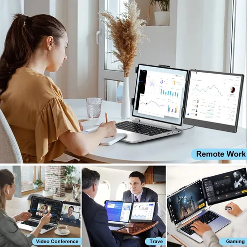 Vista 8 de KEFEYA Extensor de Pantalla para Laptop, Extensión de Monitor Portátil de 14" FHD 1080P IPS de Doble Pantalla, Monitor Portátil para Laptops