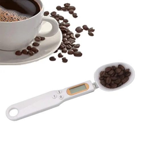 Vista 2 de Báscula electrónica de cuchara de alimentos de 17.64 oz/0.00 oz con peso para gramos y onzas, báscula digital de cocina con mango y boquilla