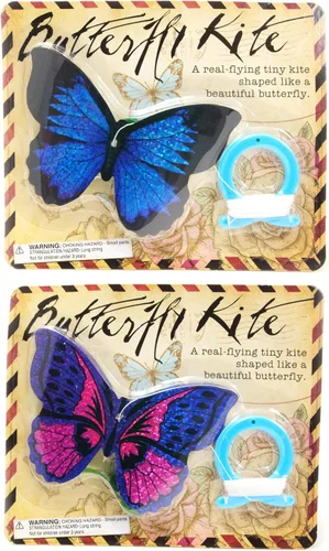 Vista 4 de House of Marbles Mini cometa de mariposa para niños, pequeña cometa voladora de una línea con cuerda de 19.7 pies, juguete colorido para exteriores