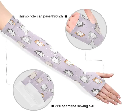 Vista 3 de Qilmy Mangas de brazo para hombres y mujeres, mangas de brazo con enfriamiento solar UV con orificio para el pulgar para conducir, ciclismo, golf