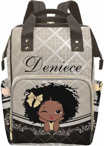 Vista 10 de Bolsa de pañales personalizada con purpurina brillante, color rosa, oro rosa, rubor, con nombre, bolsas de pañales de viaje, mochila casual