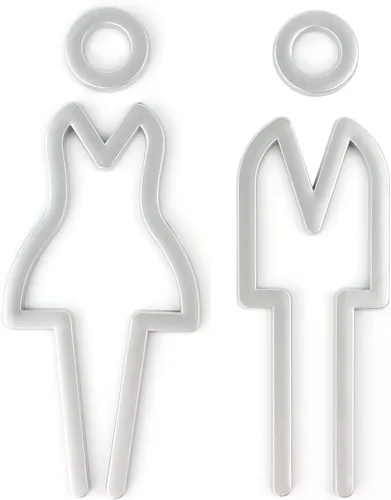 Vista 8 de Letrero de baño acrílico con respaldo adhesivo para hombres y mujeres, letreros de puerta de baño, letreros de baño para negocios, señalización