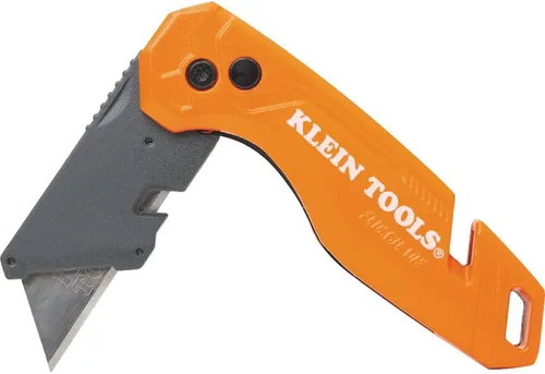 Vista 5 de Klein Tools 44303 FLICKBLADE Cuchillo utilitario plegable con almacenamiento de cuchillas, cuchillo utilitario con 5 cuchillas, compacto con botón